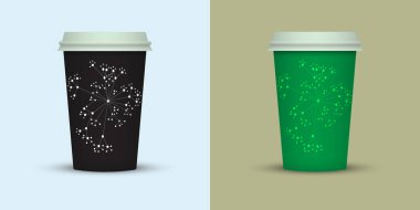 renk arka plan üzerinde iki kahve fincanı