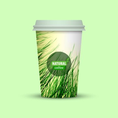 yaratıcı kahve Kupası şablonu yeşil zemin üzerine 