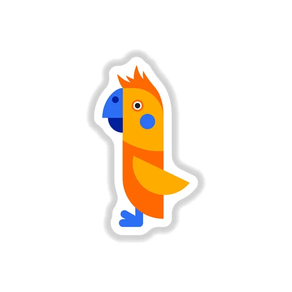 Buntes Papageiensymbol Sticker Stil — Stockvektor