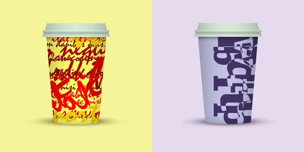 Design Creativo Tazze Caffè Asporto — Vettoriale Stock