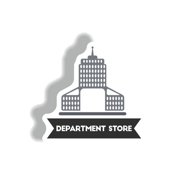 Edifício Departamento Store Ícone Elegante Estilo Adesivo Papel — Vetor de Stock
