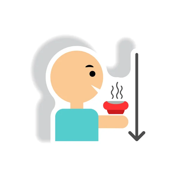 man drinking hot liquid in paper sticker style