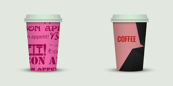 Deux Tasses Café Sur Fond Clair — Image vectorielle