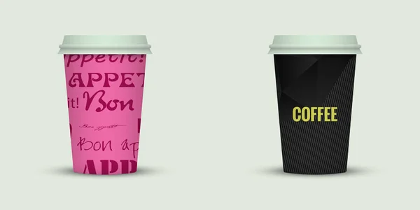 Dos Tazas Café Sobre Fondo Claro — Vector de stock
