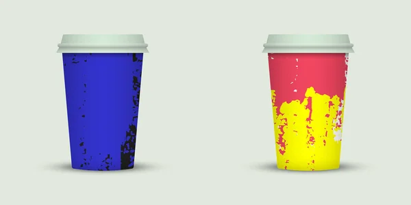 Aquarelle Emporter Tasses Café Design Créatif — Image vectorielle