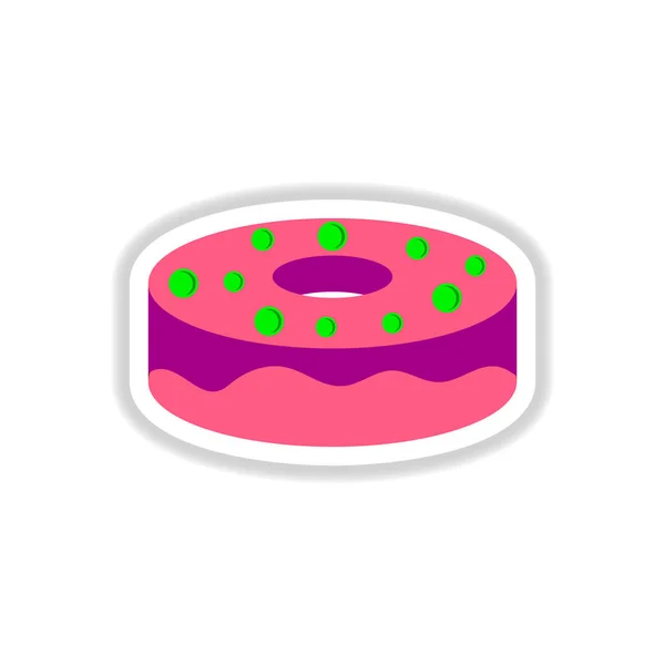 Vektor Illustration Papier Aufkleber Stil Donut — Stockvektor