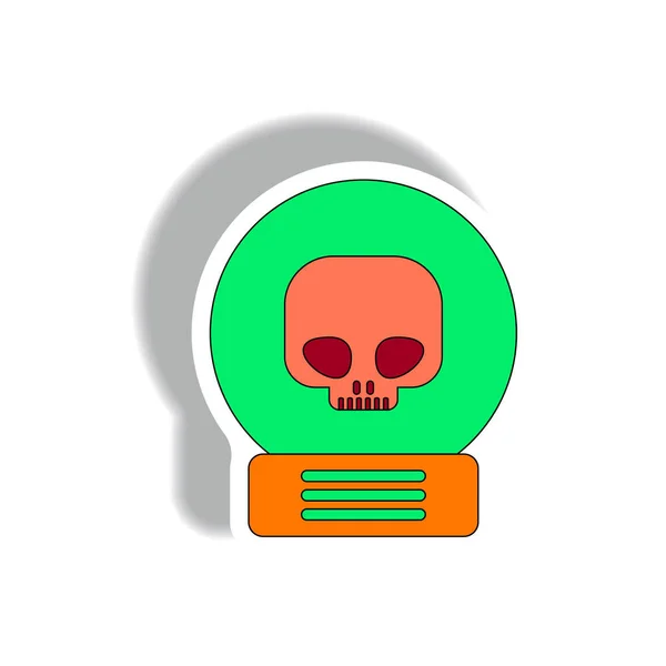 Calavera Halloween Estilo Etiqueta Papel — Vector de stock