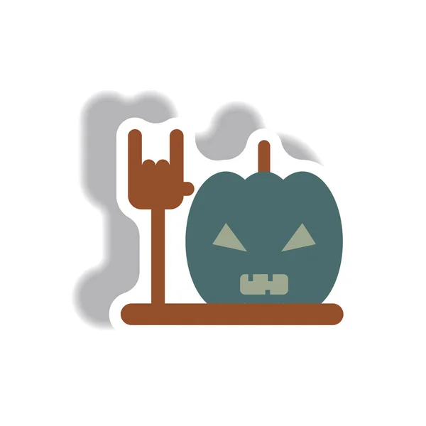 Halloween Pumpkin Paper Sticker Style — Stock Vector