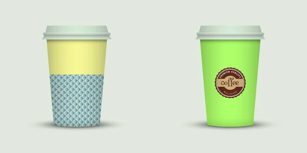 Twee Kopjes Koffie Vector Illustratie — Stockvector