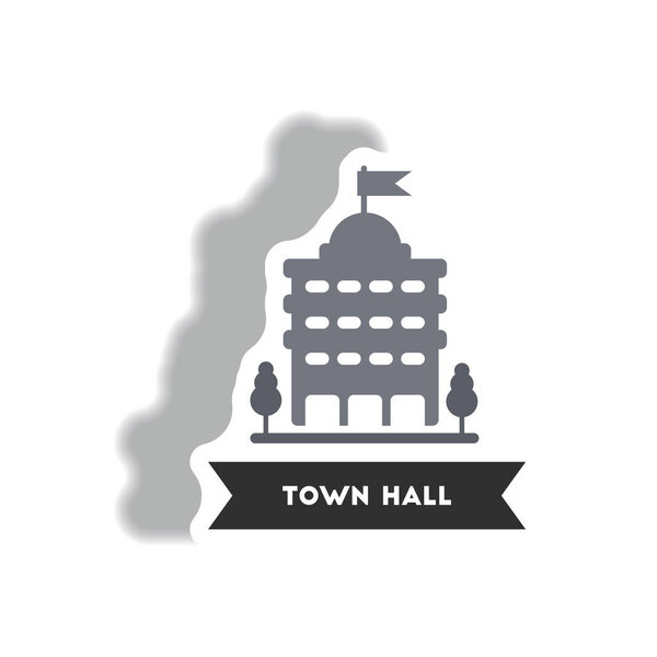 building town hall stylish icon in paper sticker style 