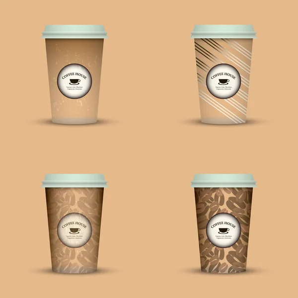 Uppsättning Creative Bort Kaffe Koppar Design — Stock vektor