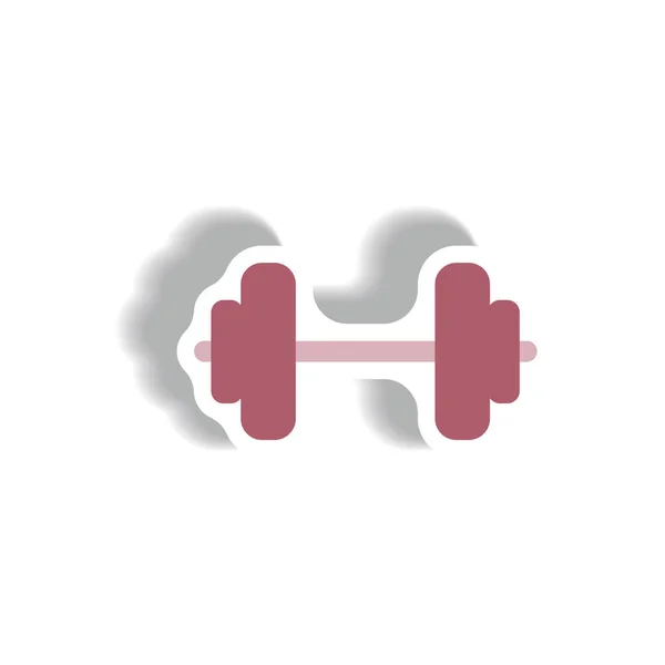 Barbell Sport Papieren Sticker Stijl — Stockvector