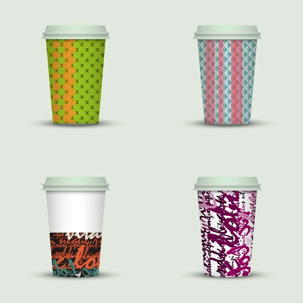 Kahve kupaları vektör çizim seti 