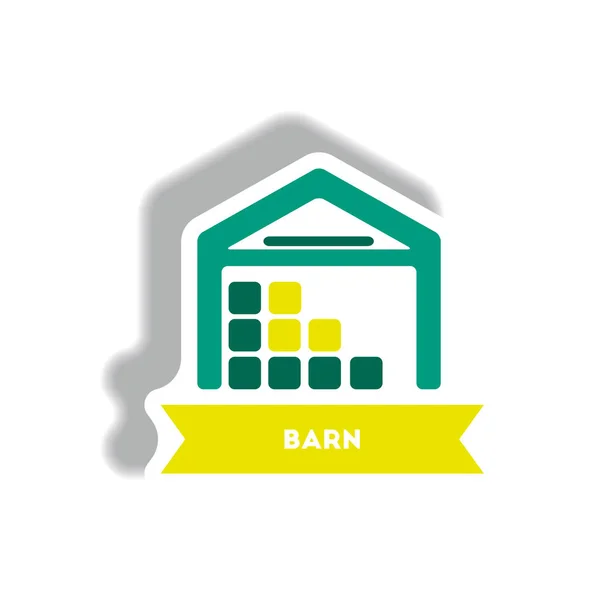 Building Barn Paper Sticker Style — Stock Vector