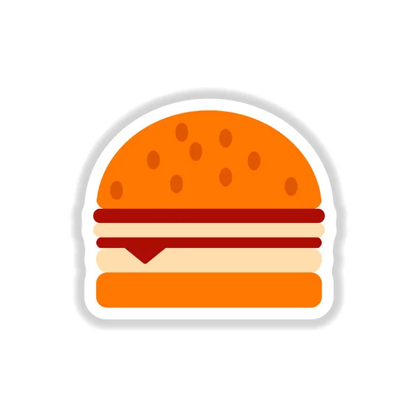 Icona Hamburger Stile Adesivo Carta — Vettoriale Stock