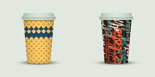 Dois Copos Café Ilustração Vetorial — Vetor de Stock