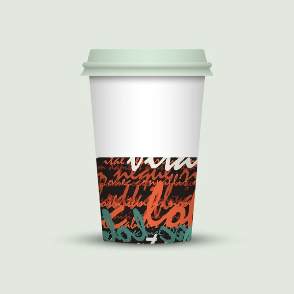 Kaffeetasse Mit Kreativen Buchstaben Auf Hellem Hintergrund — Stockvektor