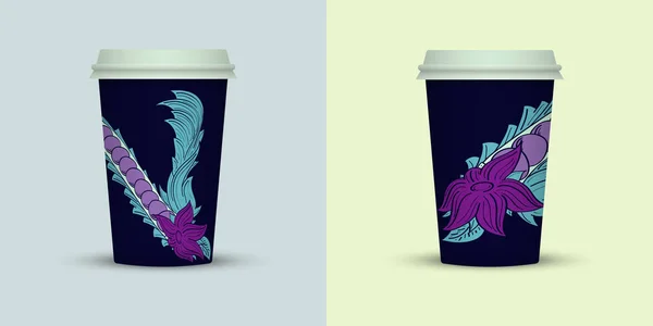 Två Kaffekoppar Färgbakgrund — Stock vektor
