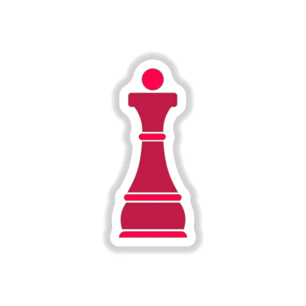 Chess Drottningen Papper Klistermärke Stil — Stock vektor