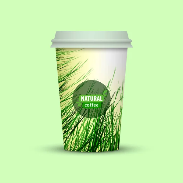 yaratıcı kahve Kupası şablonu yeşil zemin üzerine 