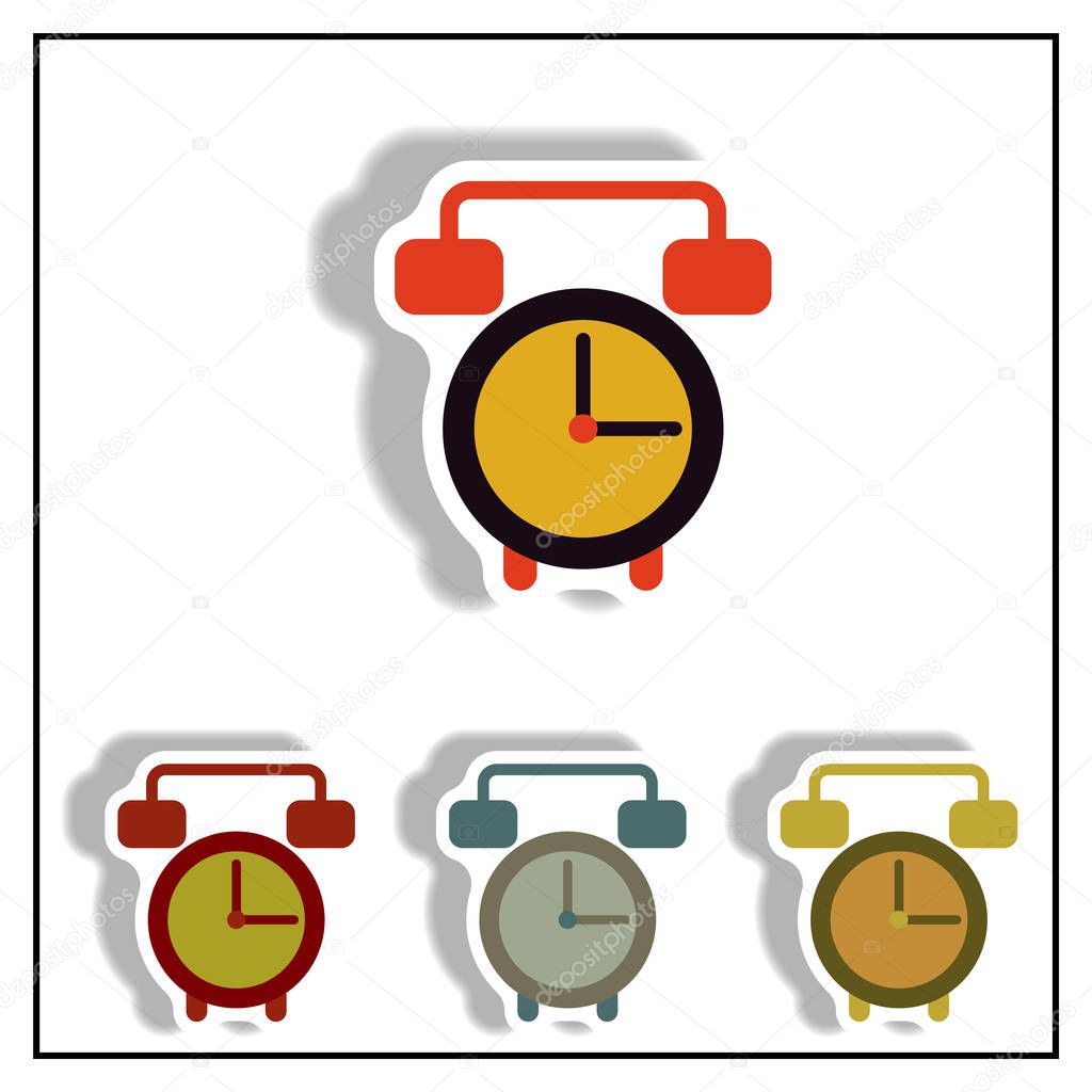 Collection of Vector illustration in paper sticker style clock