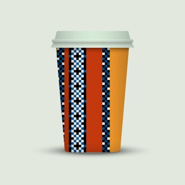 Işık arka plan üzerinde renkli kahve fincanı