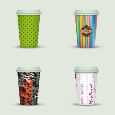 Kahve kupaları vektör çizim seti 