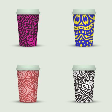 Yaratıcı dizi kahve kupaları tasarım götürün.