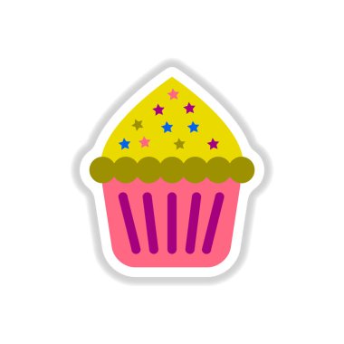Vektör çizim kağıt etiket tarzı Cupcake