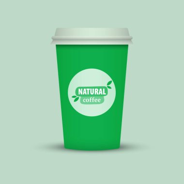 Yaratıcı kahve Kupası şablonu renk arka plan üzerinde 