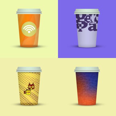 Yaratıcı dizi kahve kupaları tasarım götürün.