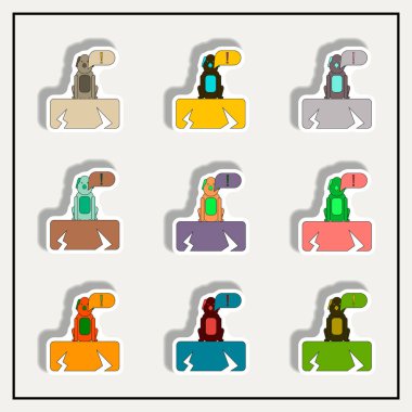 cracked earth and dog, drought effects on animals sticker set on grey background clipart