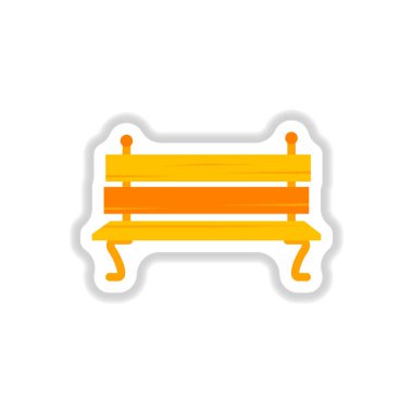 Ahşap Bank kağıt etiket tarzı içinde. Düz stil Park vektör tezgah