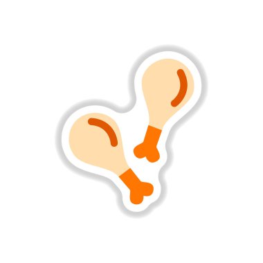 Izgara tavuk uyluk vektör. Düz tasarım. F