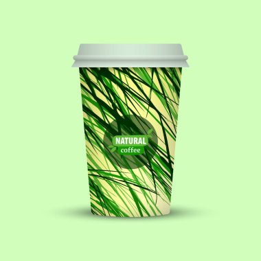 yaratıcı kahve Kupası şablonu yeşil zemin üzerine 