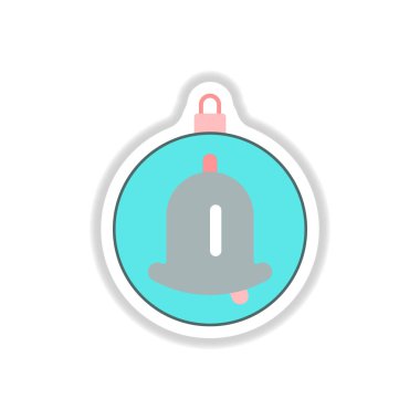 Vektör çizim kağıt etiket stili Noel top halka ile