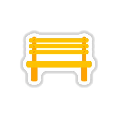 Ahşap Bank kağıt etiket tarzı içinde. Düz stil Park vektör tezgah