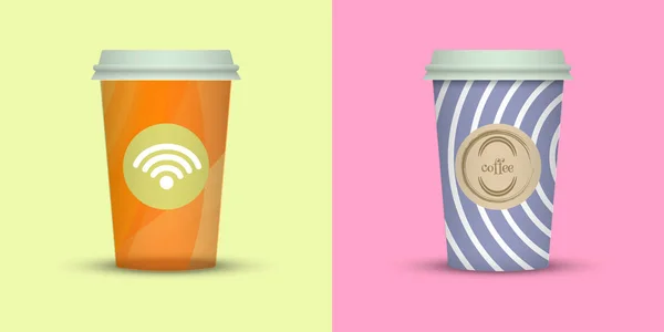 Creatieve Koffie Kopjes Ontwerp Klaarmaaltijden — Stockvector