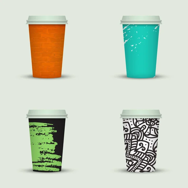 水彩のセットを奪うコーヒー カップ デザイン — ストックベクタ