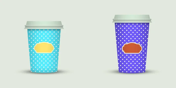 Modèle Tasses Café Créatif Sur Fond Clair — Image vectorielle
