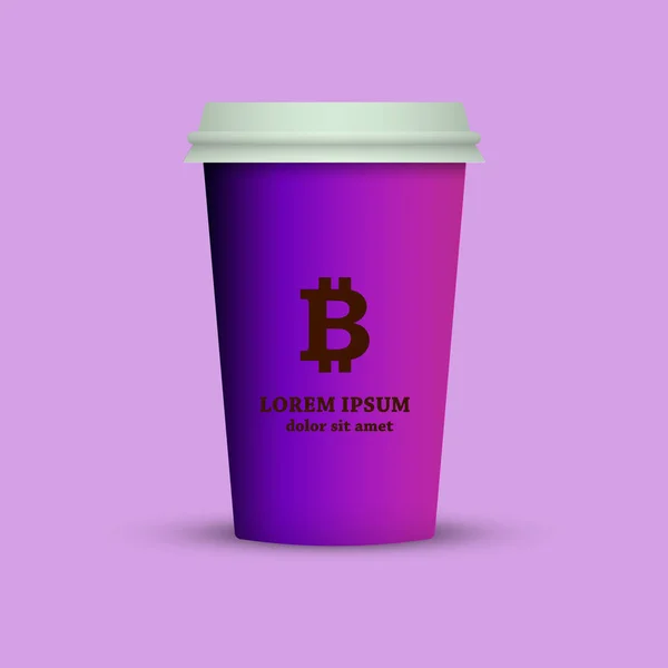 Projeto Criativo Xícara Café Com Emblema Bitcoin — Vetor de Stock