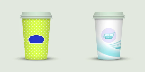 Creative Coffee Cups Template Light Background — Stock Vector