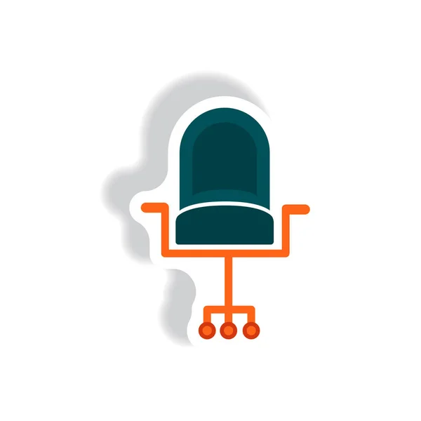 Icono Elegante Papel Pegatina Estilo Silla Oficina — Vector de stock