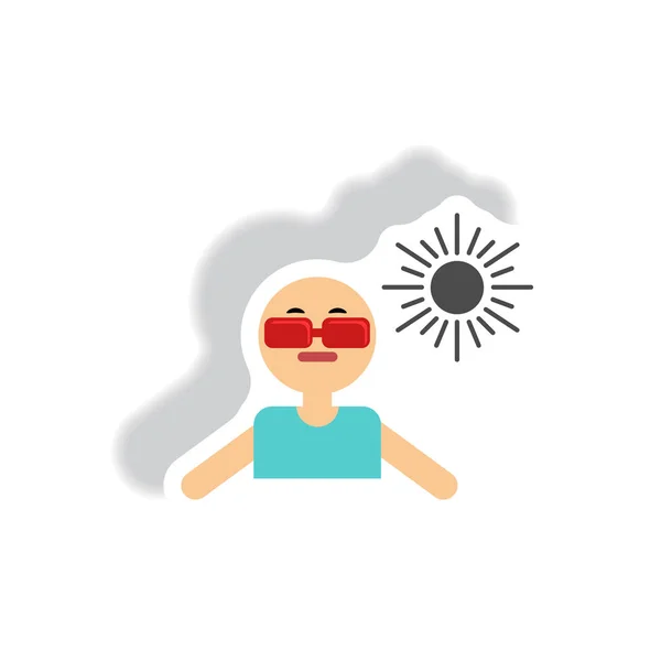 Man Sunglasses Paper Sticker Style — Stock Vector