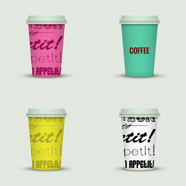 Set Diverse Tazze Caffè — Vettoriale Stock