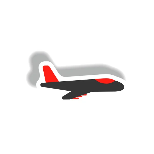 Kağıt Etiket Tarzı Şık Simgesinde Seyahat Uçak — Stok Vektör