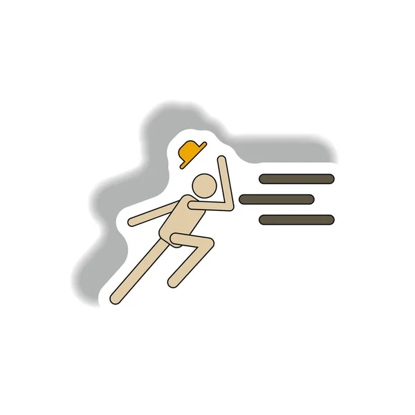 Homme Courant Dans Tempête Papier Autocollant Style — Image vectorielle