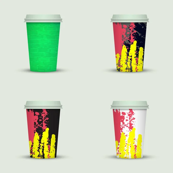 Kreatív Készlet Elvenni Kávé Csésze Design — Stock Vector