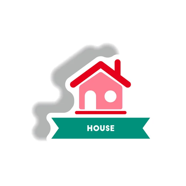 Hausbau Ikone Sticker Stil — Stockvektor