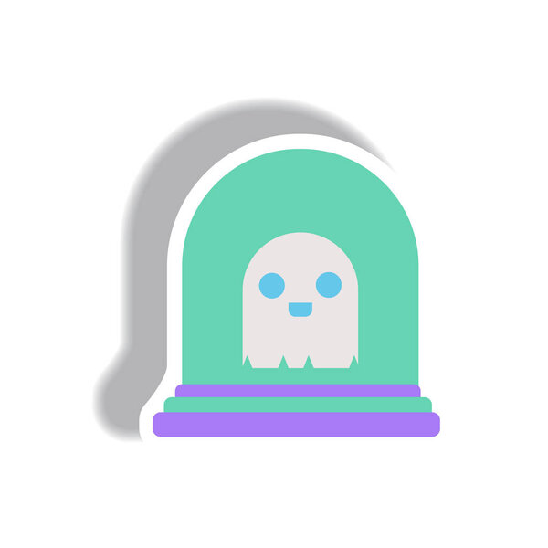 Halloween grave monument in paper sticker style